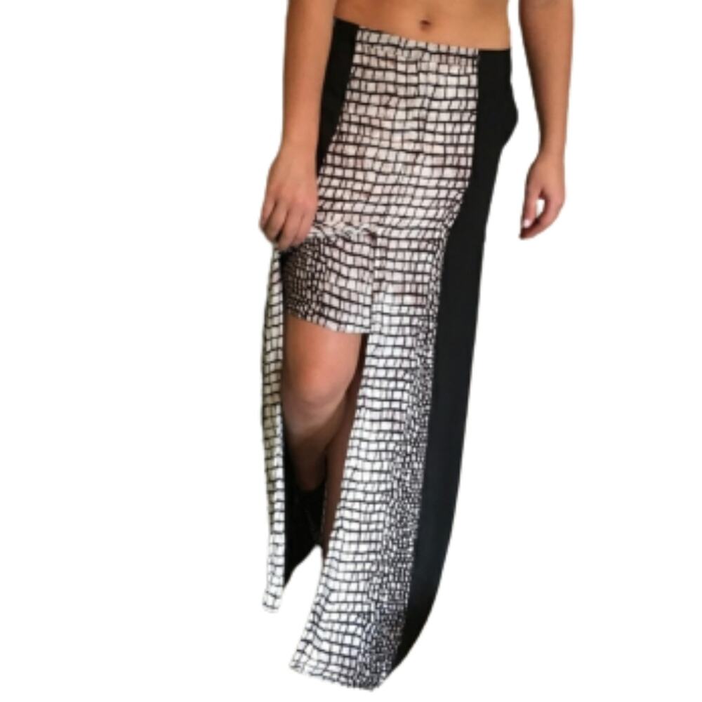 Carmen Marc Valvo Reptile Print Maxi Overlay Mini Skirt Size 4
